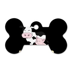 Friends Not Food - Cute Cow, Pig And Chicken Dog Tag Bone (one Side) by Valentinaart