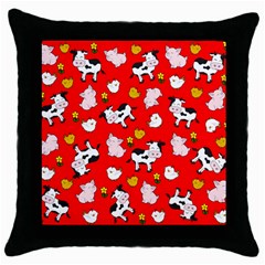 The Farm Pattern Throw Pillow Case (black) by Valentinaart