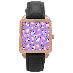 The Farm Pattern Rose Gold Leather Watch 