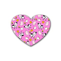 The Farm Pattern Rubber Coaster (heart)  by Valentinaart