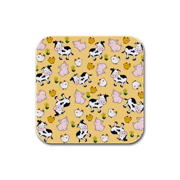 The Farm Pattern Rubber Square Coaster (4 pack) 