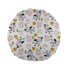 The Farm Pattern Standard 15  Premium Flano Round Cushions by Valentinaart