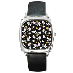 The Farm Pattern Square Metal Watch by Valentinaart