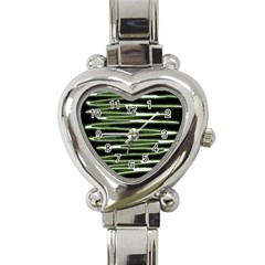 Sketched Wavy Stripes Pattern Heart Italian Charm Watch