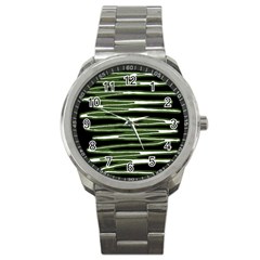 Sketched Wavy Stripes Pattern Sport Metal Watch by dflcprints