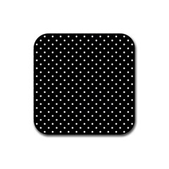 Black Polka Dots Rubber Square Coaster (4 Pack) 