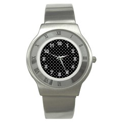 Black Polka Dots Stainless Steel Watch