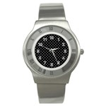 Black Polka Dots Stainless Steel Watch Front
