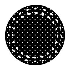 Black Polka Dots Round Filigree Ornament (two Sides) by jumpercat