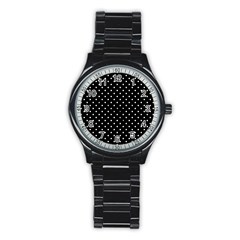 Black Polka Dots Stainless Steel Round Watch by jumpercat