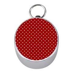 Red Polka Dots Mini Silver Compasses