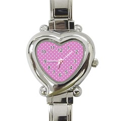 Pink Polka Dots Heart Italian Charm Watch