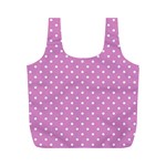 Pink Polka Dots Full Print Recycle Bags (M)  Back