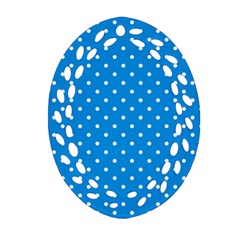 Blue Polka Dots Oval Filigree Ornament (two Sides) by jumpercat