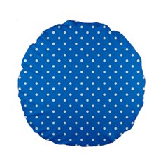 Blue Polka Dots Standard 15  Premium Round Cushions by jumpercat