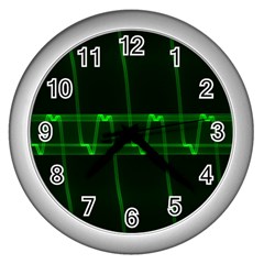 Background Signal Light Glow Green Wall Clocks (silver)  by Nexatart