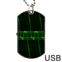 Background Signal Light Glow Green Dog Tag Usb Flash (one Side)