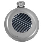 Metal Steel Stripped Creative Round Hip Flask (5 oz) Front