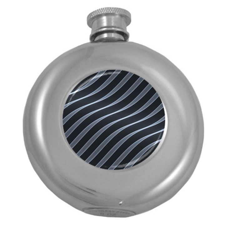 Metal Steel Stripped Creative Round Hip Flask (5 oz)