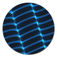 Background Neon Light Glow Blue Magnet 5  (Round)