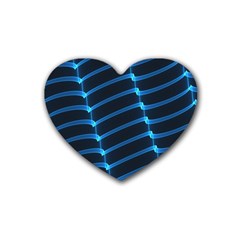 Background Neon Light Glow Blue Rubber Coaster (Heart) 