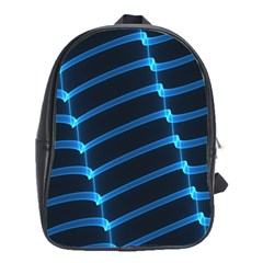 Background Neon Light Glow Blue School Bag (Large)