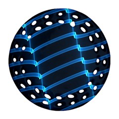 Background Neon Light Glow Blue Ornament (Round Filigree)