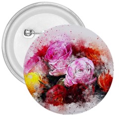 Flowers Roses Wedding Bouquet Art 3  Buttons