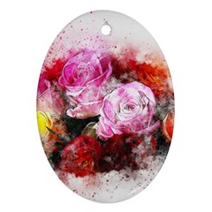 Flowers Roses Wedding Bouquet Art Oval Ornament (two Sides) by Nexatart