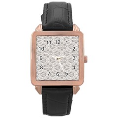 Background Wall Stone Carved White Rose Gold Leather Watch 