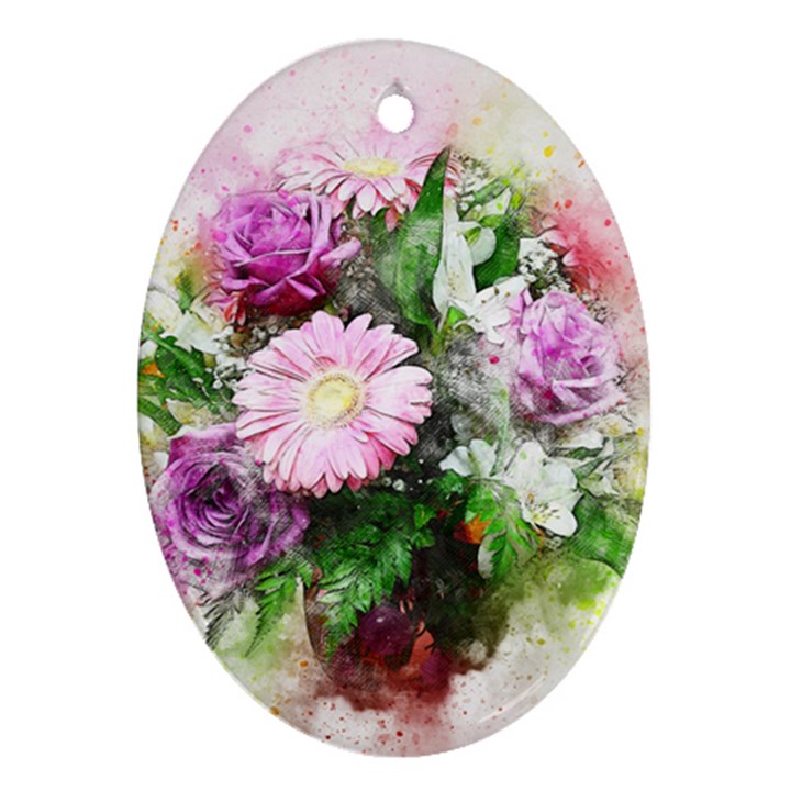 Flowers Roses Bouquet Art Nature Ornament (Oval)