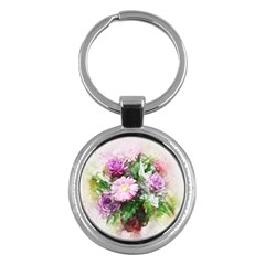 Flowers Roses Bouquet Art Nature Key Chains (round)  by Nexatart