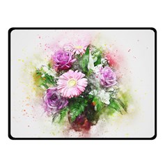 Flowers Roses Bouquet Art Nature Double Sided Fleece Blanket (small) 