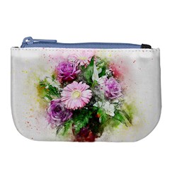 Flowers Roses Bouquet Art Nature Large Coin Purse