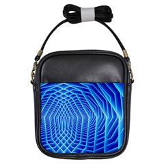 Blue Background Light Glow Abstract Art Girls Sling Bags