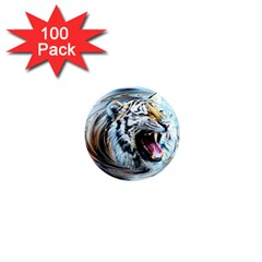 Tiger Animal Art Swirl Decorative 1  Mini Magnets (100 pack) 