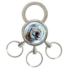 Tiger Animal Art Swirl Decorative 3-Ring Key Chains
