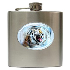 Tiger Animal Art Swirl Decorative Hip Flask (6 oz)