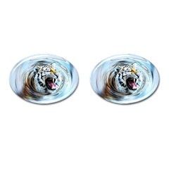 Tiger Animal Art Swirl Decorative Cufflinks (oval) by Nexatart