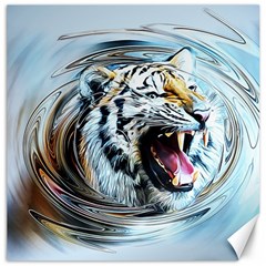 Tiger Animal Art Swirl Decorative Canvas 12  X 12   by Nexatart