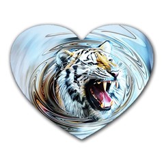 Tiger Animal Art Swirl Decorative Heart Mousepads