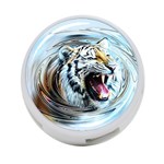 Tiger Animal Art Swirl Decorative 4-Port USB Hub (One Side) Front