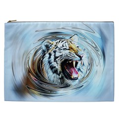 Tiger Animal Art Swirl Decorative Cosmetic Bag (XXL) 