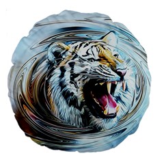 Tiger Animal Art Swirl Decorative Large 18  Premium Round Cushions by Nexatart