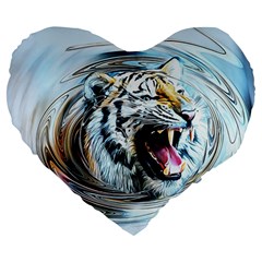 Tiger Animal Art Swirl Decorative Large 19  Premium Heart Shape Cushions by Nexatart