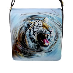 Tiger Animal Art Swirl Decorative Flap Messenger Bag (L) 