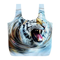 Tiger Animal Art Swirl Decorative Full Print Recycle Bags (L) 