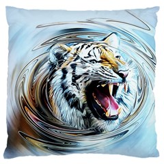 Tiger Animal Art Swirl Decorative Large Flano Cushion Case (One Side)
