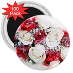 Flowers Roses Bouquet Art Nature 3  Magnets (100 pack) Front