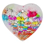 Umbrella Art Abstract Watercolor Ornament (Heart) Front